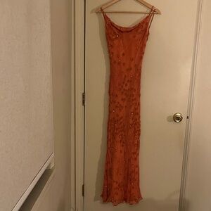 Elegant Orange Evening Gown